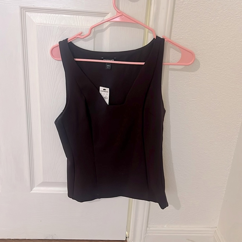 Very dark brown / burgundy express top ( pictures look black).